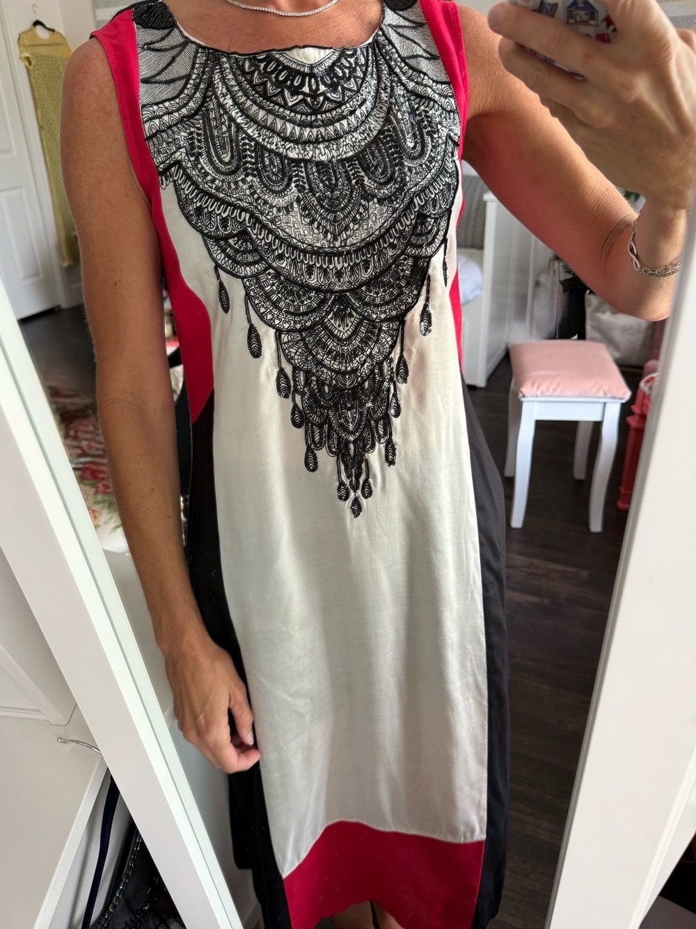 W for Woman Beaded Tunic Dress High Slit Boho Resort Cover Up 8 ⭐ - Picture 2 of 11